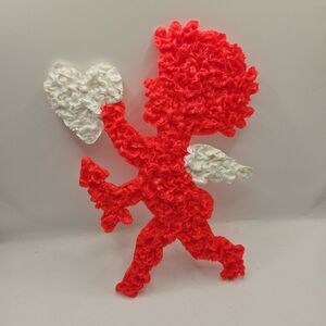 Vintage Melted Plastic Popcorn Cupid Decoration Valentine's Day 10" High